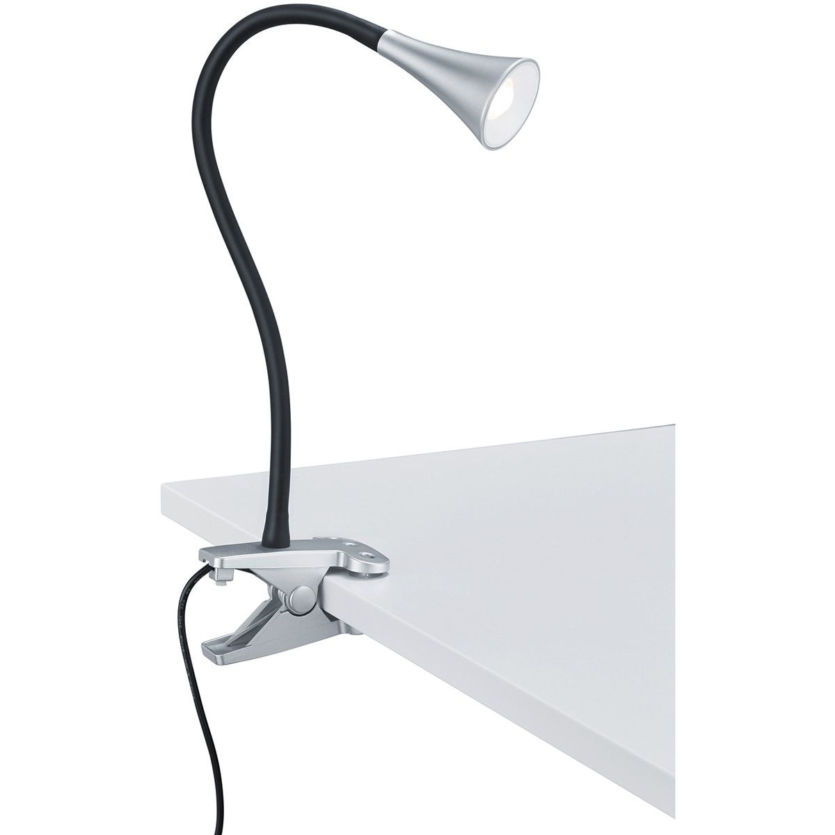 BES LED Trion Vipa Klemlamp - 3W - Warm Wit 3000K - Titaan - Kunststof