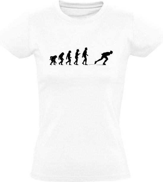 Speed Skating Evolution Women's T-shirt - White - Size L