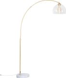 QAZQA arc - Moderne Booglamp | Vloerlamp | Staande Lamp met kap - 1 lichts - H 170 cm - Goud/messing - Woonkamer | Slaapkamer