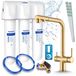 Ari robinet de cuisine 3 voies Venom, laiton, robinet d'évier extractible. Incluant système de filtration d'eau Aquaphor, modèle sous plan