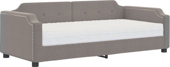 vidaXL Slaapbank met matras 100x200 cm stof taupe