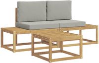 vidaXL - Bank Loungeset - 4 zitplekken - Polyester - Wit/Lichtgrijs