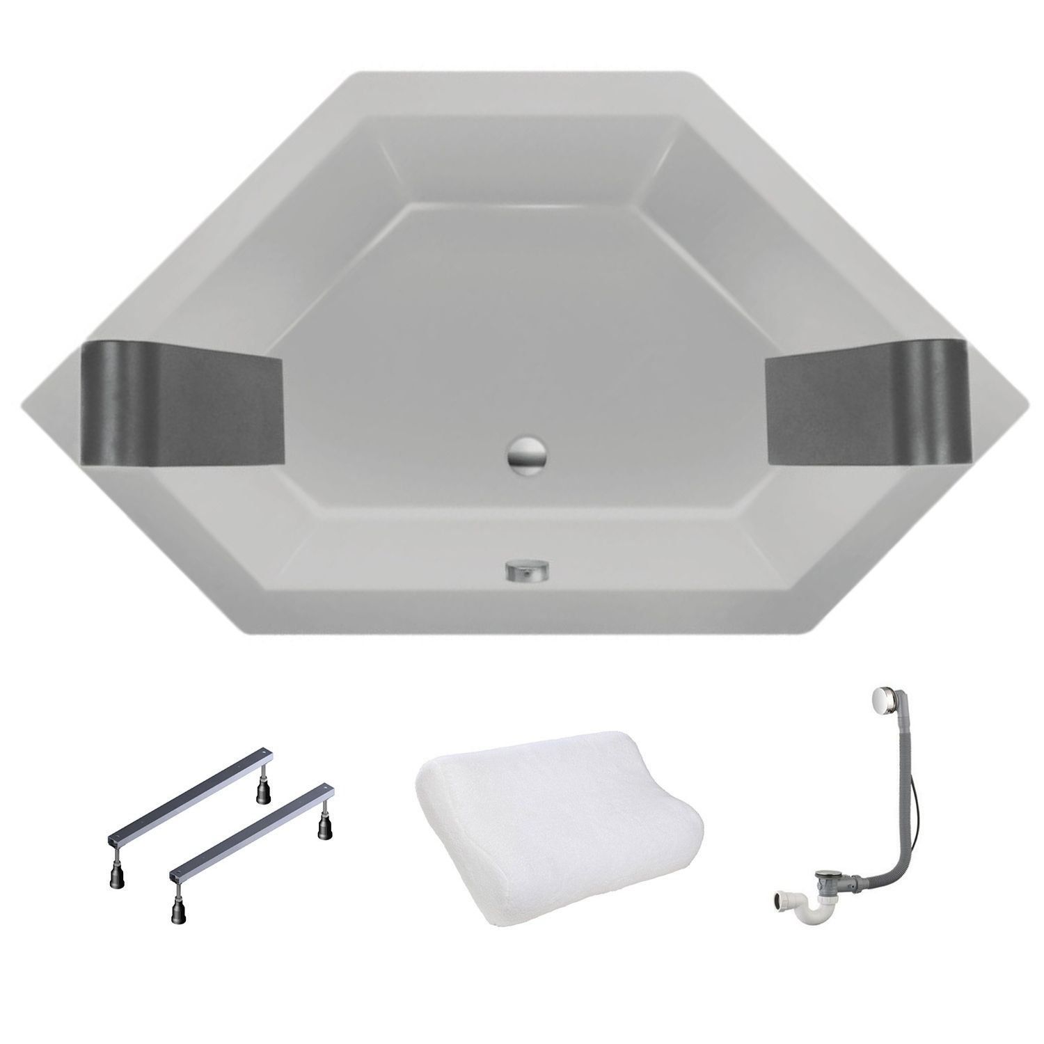 XENZ Society Hoekbad 145x145 cm Mat Cement - Antraciet