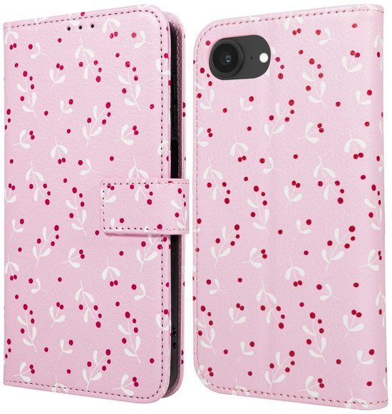 imoshion Hoesje - Geschikt voor Apple iPhone 17e / 16e - Design Bookcase smartphone - Blush Berries