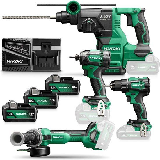 HiKOKI KC18DEWHZ 4-Delige Set - 18V - Incl. 3x 5.0Ah Accu's - Li-Ion