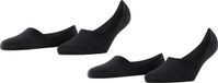 Burlington Everyday 2-Pack onzichtbaar effen katoen multipack footies dames zwart - maat 37-38