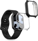 kwmobile 2x housse de montre connectée compatible avec Xiaomi Redmi Watch 5 Lite - Coque de montre de sport en silicone - Étui de suivi d'activité en transparent / noir