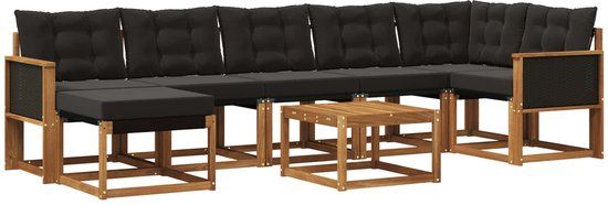 vidaXL - Hoek loungeset - Acacia hout - Naturel en zwart