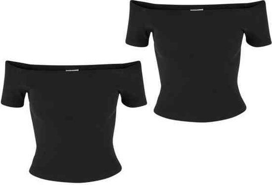Urban Classics Organic Rib Tee 2-Pack - Off Shoulder Top - Black - Women's XL