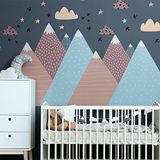 Ambiance Sticker Muurstickers voor kinderen - Babykamerdecoratie - Gigantische muursticker voor kinderen, Scandinavische bergen, MIRIKA - 40x60cm