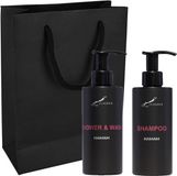Claudius Cosmetics B.V. Douchepakket Hamam - Shower & Wash + Shampoo - 300 ml per fles - set van 2 stuks - met luxe gift tas - cadeau - giftset voor hem en haar