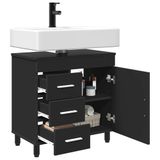 vidaXL Badkamer Vaniteitsunit Zwart 60 x 35 x 60 cm Bewerkt Hout