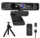 Webcam 4K - 120 degrés - Avec trépied - Double microphone - Télécommande