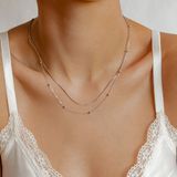 Hey Happiness Laagjes Ketting Dames – Elegante Bolletjesketting – Roestvrij Staal – Verstelbaar – 40–44 cm + 7 cm – Zilver