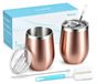 Icecat Lot de 2 verres à vin - 350 ml - Or rose