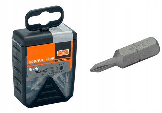 Caja Bahco PH2 Bits 1/4" 25mm - Set van 30 stuks