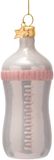 Vondels Glazen Kerstbal - Babyfles 10cm Wit, Roze