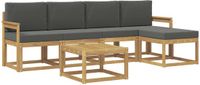 vidaXL Bank loungeset 5 zitplaatsen Wit en antracietkleurig Acacia hout
