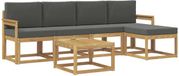 vidaXL Loungebank 5 zitplaatsen Wit en antracietkleurig Acacia hout