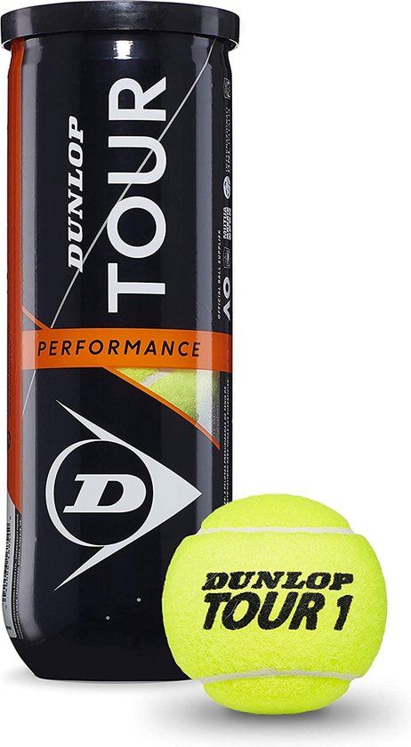 Dunlop Tour Performance 3 Tennisballen - 4 stuks - Gasgevuld - Zwart