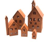 UNUS® Huisjes decoratieve 5-delige set, lichthuisjes van metaal roestkleur