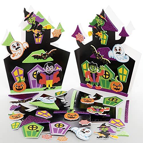 Baker Ross FE848 Haunted House Mix & Match Kaartensets - Set van 6, Kaartenmaak Kit voor Kinderen, Maak Je Eigen Halloween Kaarten, Ideaal Halloween Kunst en Knutsel Project