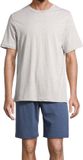 Schiesser Heren pyjama Night & Home blauw/grijs Korte mouw 100% Katoen Maat M