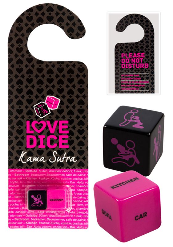 Tease & Please Liefdes dobbelstenen en deurhanger Kama Sutra - Zwart