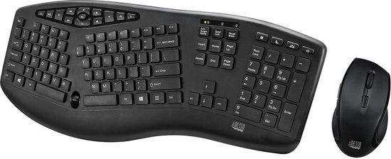 Adesso TruForm Media 1600 - Ergonomisch draadloos toetsenbord met optische muis - QWERTY - EU Layout