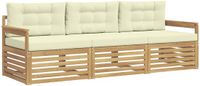 vidaXL - Bank loungeset - 3 zitplaatsen - Wit en crèmekleurig - Polyester