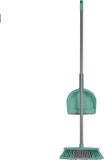 Urban living Stoffer en blik met lange steel - 120 cm - kunststof - mintgroen