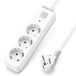Aigostar Multiprise, rallonge avec 3 prises avec interrupteur, câble 5 m, blanc