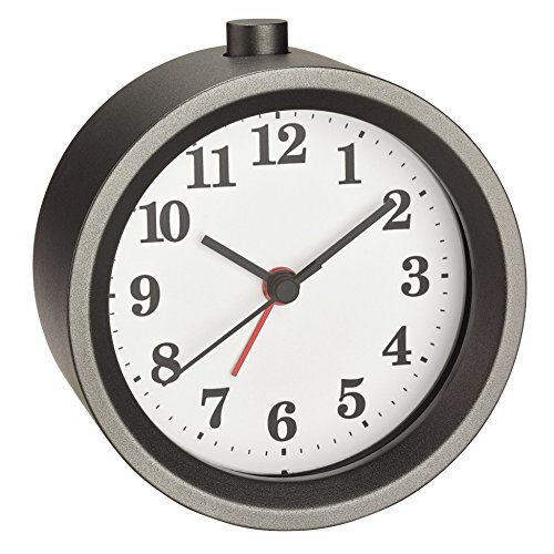 TFA Analoge wekker van metaal, 60.1026, met stil uurwerk, alarm met snooze-functie, grijs, L100 x B57 x H136 mm