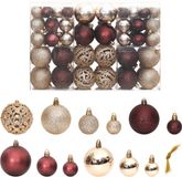 vidaXL Kerstballen 100 st 3/4/6 cm champagnekleurig en bruin