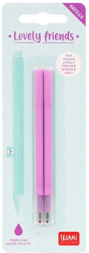 Legami Lovely Friends Gel Pen Refills - Purple - 2 Pack