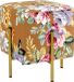 Baroni Home Fluweel gestoffeerde zitzak voetensteun kruk met bloemenprint op cognac basis - Afmetingen: 33 x 33 x 38 cm