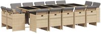 vidaXL 15-delige tuinset met kussens, polyrattan, gemengd beige