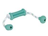 Nobby Effen Rubber Dental Fun Stick met touw, 37 x 9 cm, Turkoois/Wit