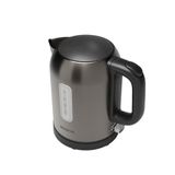 Aiwa Ryujin AKT-1000 Elektrische waterkoker, 1 liter, 2200 W, roestvrij staal, anti-vingerafdruk, Strix-bediening, 360° draadloze basis, metaalfilter, kleur: staal