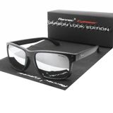 Rennec Sonnenbrille Herren Rechteckig Carbon Schwarz Design Silber Verspiegelt stabile Edelstahl Bügelgelenke, Markenschriftzug, UV400 Gläser