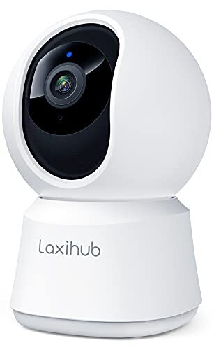 Laxihub 360°Coverage Pan Tilt Indoor Security Camera, 1080p Full HD Smart Baby Monitor Pet Camera with Phone APP, Night Vision, Two-way Audio, Motion Sound Detection, Works with Alexa