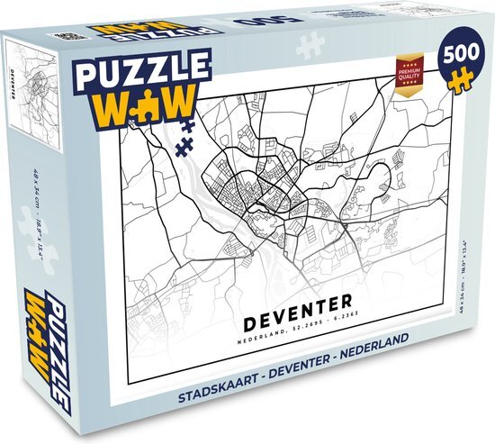 MuchoWow Puzzel Stadskaart - Deventer - Nederland - Legpuzzel - Puzzel 500 stukjes - Plattegrond