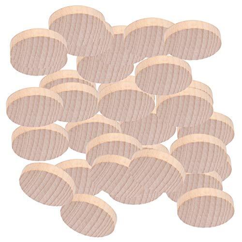 Pssopp 100 stuks houten schijven, onbewerkt, knutselen, houten schijven, handwerk, chips, onafgewerkte houten schijven, ronde houten schijven, accessoires, handgemaakt (3 cm)