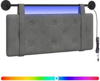 vidaXL - Hangend hoofdbord - Met LED-verlichting - Donkergrijs - Fluweel