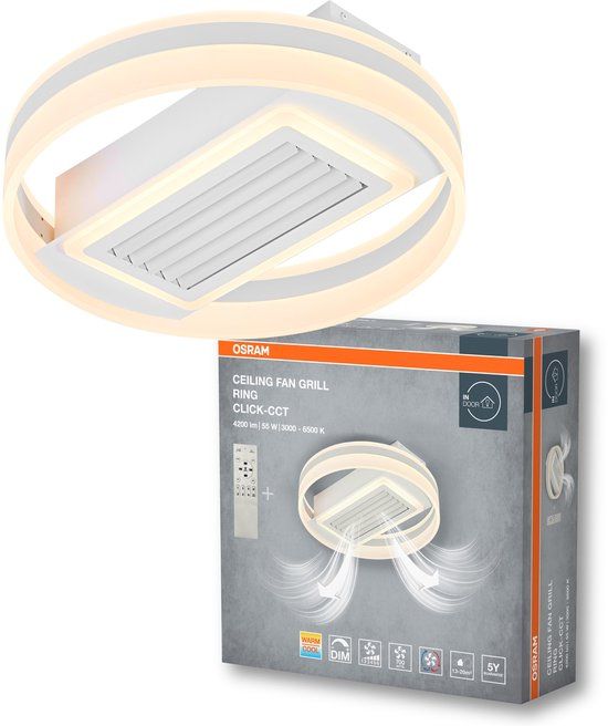 Osram Plafondlamp/Ventilator Ringvormig, 55W, CCT, IP20 voor binnen, Wit, Dimbaar
