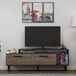 Support TV, noyer/noir, 150 cm, 2 tiroirs, mélamine