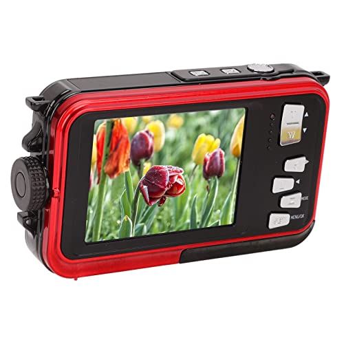HAIBING Dubbele Schermen Waterdichte Digitale Camera, Full HD Waterdichte Digitale Camera 10ft Waterdichte 48MP Afbeelding voor Foto (Rood)