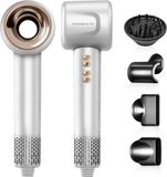 Sansbeauté® Föhn met Diffuser - Krullen - 110.000RPM - Ionische Haardroger met Borstel - 4 Opzetstukken – Reisföhn - Krul Feun Set - Sèche Cheveux - Haarföhn met Defuser - Hair Blow Dryer - 1600W