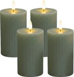 Merkloos Relaxdays LED-kaarsen - 4 stuks - 13x7,5 cm - salie