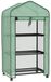 Mini-serre - Serre - 3 étagères - Film PE haute densité - Porte enroulable - 4 roulettes - 69x49x130 cm - Vert olive